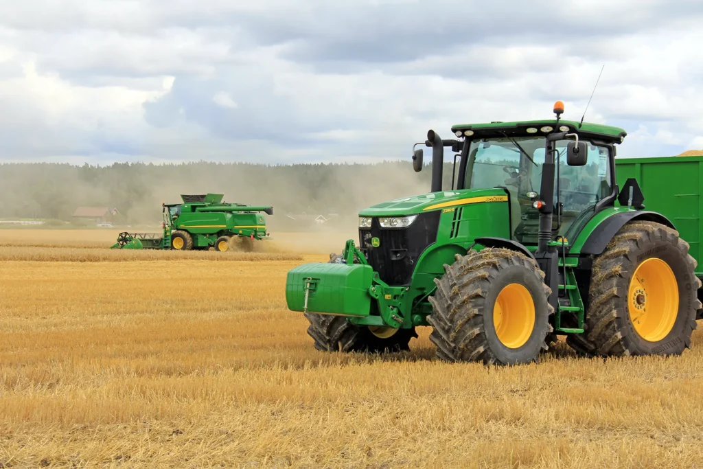 John Deere 7280R Agricultural Tractor and T560 Combine Harvester