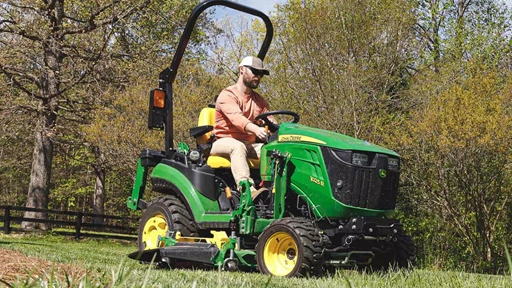 John Deere 1025R Compact Tractor Mowing