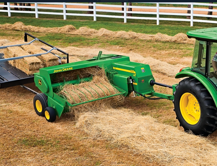 John Deere 348 Square Baler and trailer