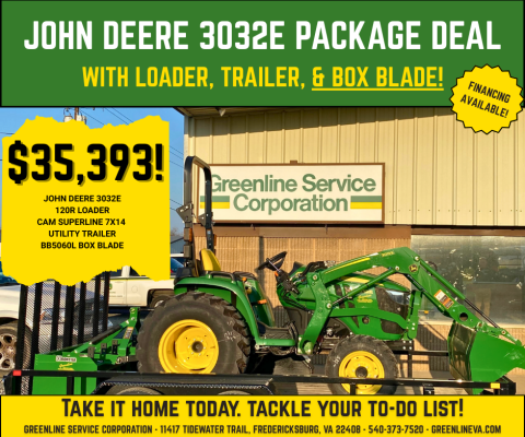 John Deere 3032E Tractor Package Deal at Greenline Service Corp - Fredericksburg, Virginia